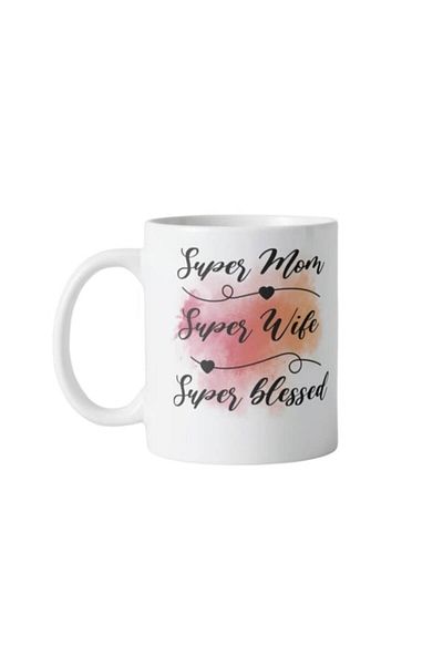 INOVATIX Cana alba personalizata, mesaj Super Mom, Super Wife, Super Blessed, alb, INOVATIX®. 330ml
