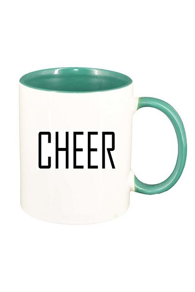 INOVATIX Personalized white mug, Cheer, green interior, D219, INOVATIX®. 330ml