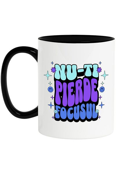 INOVATIX Personalized white mug, Don't Lose Your Focus, with Black Handle, INOVATIX®. 330ml