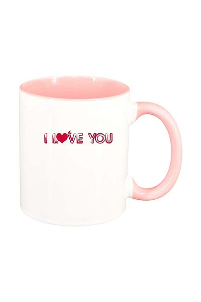 INOVATIX Personalized white mug, Love, pink interior, D340, INOVATIX®. 330ml
