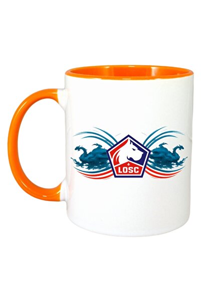 INOVATIX Εξατομικευμένη Λευκή Κούπα, Lille Losc France, Πορτοκαλί Λαβή και Εσ...