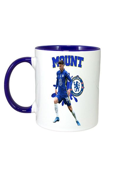 INOVATIX Personalized White Mug, Mound Chelsea, Blue Handle and Interior, ®. 330ml