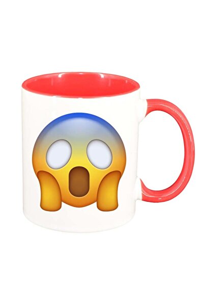 INOVATIX Εξατομικευμένη λευκή κούπα, Emoji WooW, κόκκινο εσωτερικό, D32, INOV...