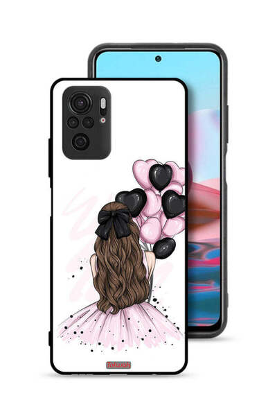 Tolwak Xiaomi Redmi Note 10S Protective Case Cover Holding Balloons Girl Art