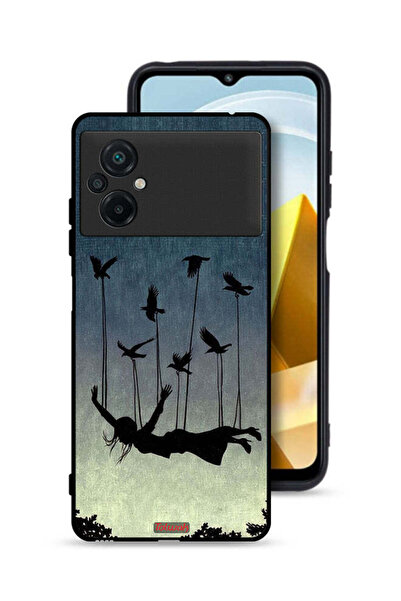Tolwak Xiaomi Poco M5 4G Protective Case Cover Birds Holding Fallen Girl