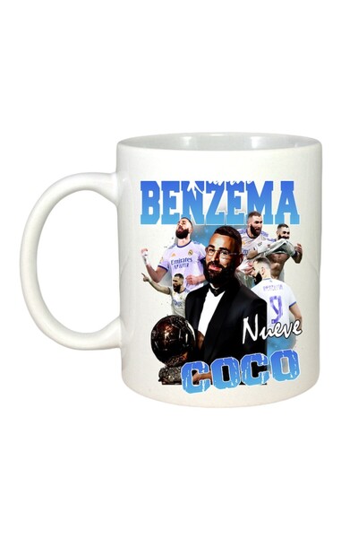 INOVATIX Cana Alba Personalizata, Coco Karim Benzema, Maner Si Interior Alb, ®. 330ml