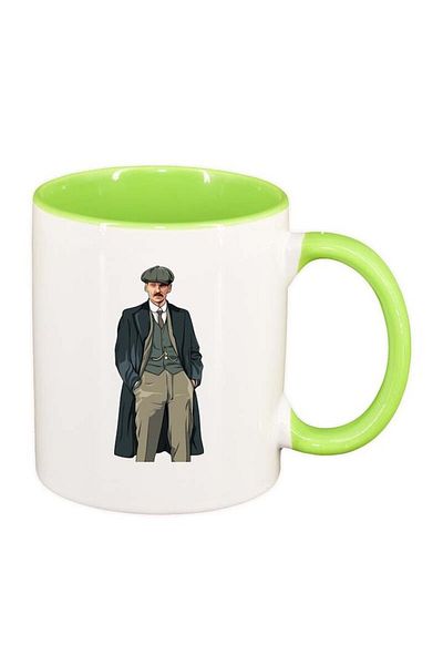 INOVATIX Personalized white mug, Peaky Blinders, light green interior, D1307, INOVATIX®. 330ml