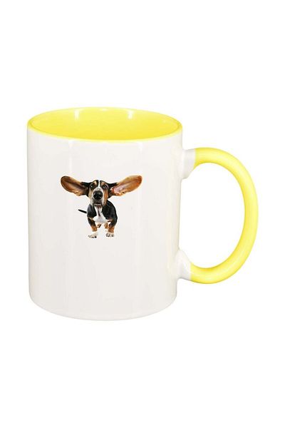 INOVATIX Personalized white mug, Dog, yellow interior, D358, INOVATIX®. 330ml