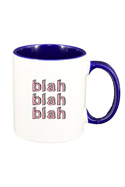 INOVATIX Personalized white mug, Blah Blah Blah, dark blue interior, D1476, INOVATIX®. 330ml