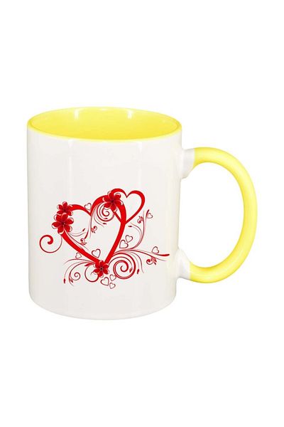 INOVATIX Personalized white mug, Love, yellow interior, D307, INOVATIX®. 330ml