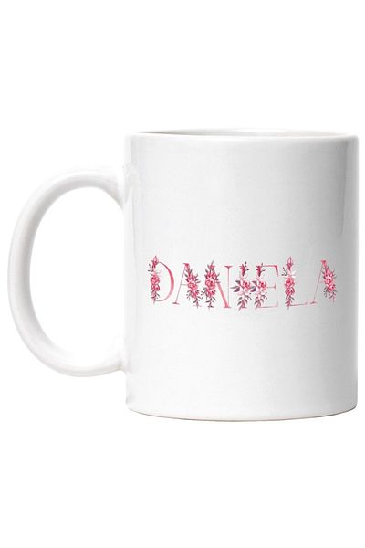 INOVATIX Personalized white mug, Name Daniela, Floral, Colorful, Creative, Beautiful, Unique, INOVATIX®. 330ml