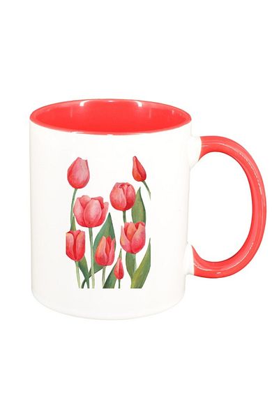 INOVATIX Personalized white mug, Red Roses, red interior, D1374, INOVATIX®. 330ml