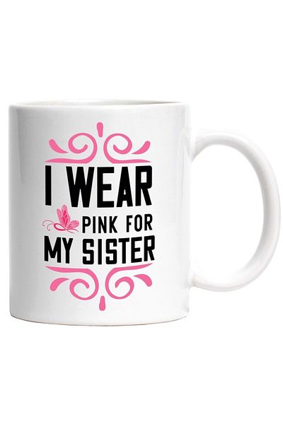 INOVATIX Personalized white mug, for girls who wear pink for their sisters, INOVATIX®. 330ml