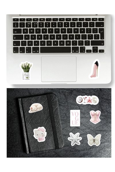Studio D arte DIY KIT White Powder Pink Clean Girl Sticker Set Journal Agenda Laptop Phone Sticker Decal