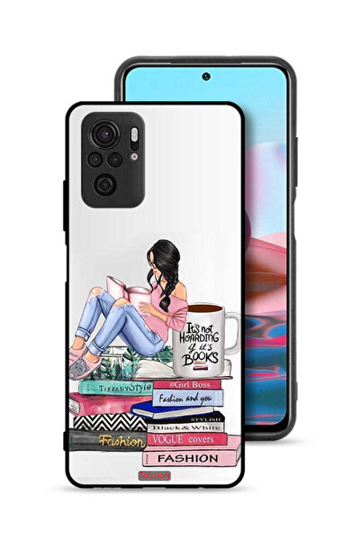 Tolwak Xiaomi Redmi Note 10 4G Protective Case Cover Girl And Fashion Books Art