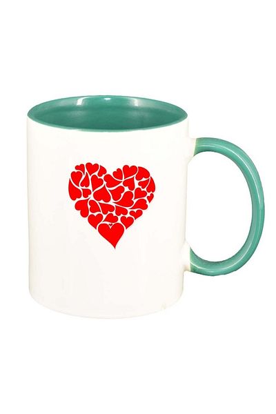 INOVATIX Personalized white mug, Love, green interior, D333, INOVATIX®. 330ml