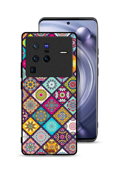 Tolwak غطاء حماية لهاتف Vivo X80 Pro بنقشة مربعات ماندالا