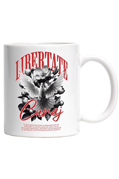 INOVATIX Εξατομικευμένη λευκή κούπα, Ελευθερία και Θάρρος - Περιστέρι, Λουλού...