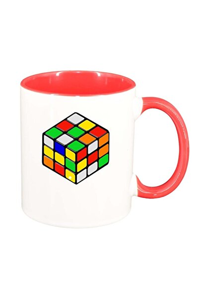 INOVATIX Cana alba personalizata, Cube, interior rosu, D386, INOVATIX®. 330ml