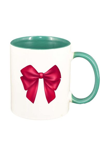INOVATIX Personalized white mug, Bow, green interior, D217, INOVATIX®. 330ml
