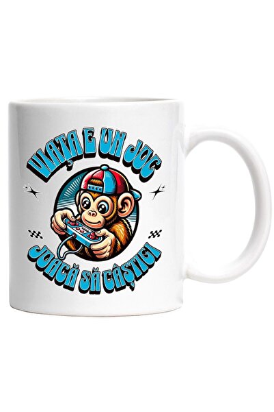 INOVATIX Cana alba personalizata, mamimuta gamer Viata e un joc, joaca sa cas...