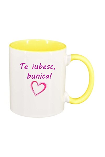 INOVATIX Cana alba personalizata, Te iubesc..., interior galben, D1024, INOVA...