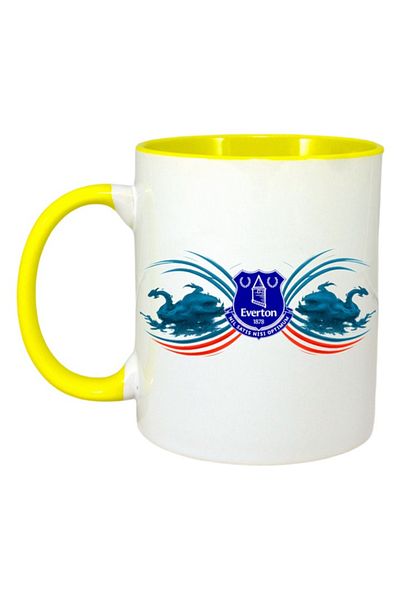 INOVATIX Personalised White Mug, Everton Fc England, Yellow Handle and Interior, ®. 330ml