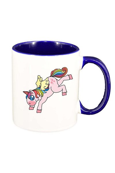 INOVATIX Personalized white mug, Unicorn, dark blue interior, D971, INOVATIX®. 330ml