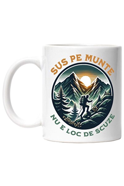 INOVATIX Cana alba personalizata, Barbat In Varful Muntelui Sus Pe Munte Nu E...