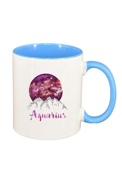 INOVATIX Cana alba personalizata, Zodiac, Aquarius, interior albastru, D1386, INOVATIX®. 330ml
