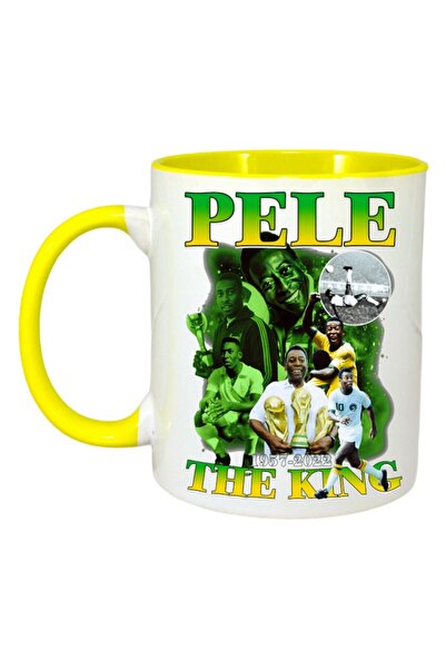 INOVATIX Εξατομικευμένη Λευκή Κούπα, Pelle The King, Κίτρινη Λαβή και Εσωτερι...