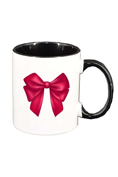 INOVATIX Εξατομικευμένη λευκή κούπα, φιόγκος, μαύρο εσωτερικό, D217, INOVATIX...