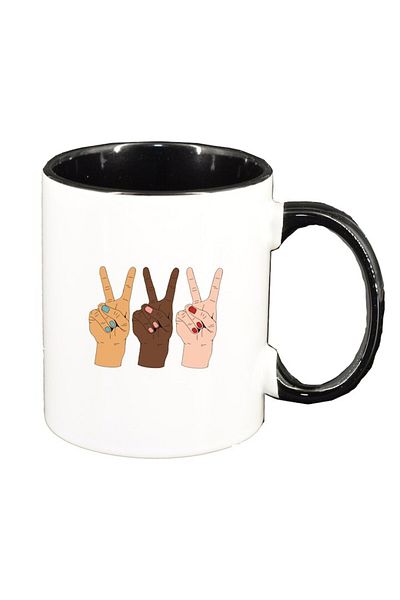 INOVATIX Personalized white mug, Victory, black interior, D1463, INOVATIX®. 330ml