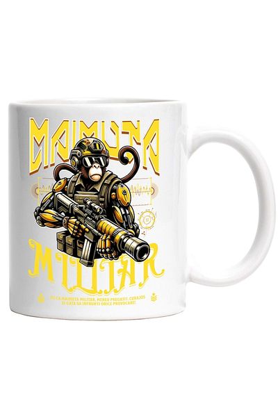 INOVATIX Personalized white mug, Military Monkey, Army, Weapon, Soldier, INOVATIX®. 330ml