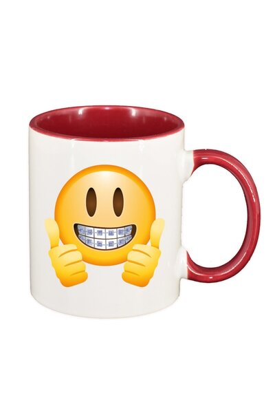 INOVATIX Cana alba personalizata, Emoji Like, interior rosu, D25, INOVATIX®. ...