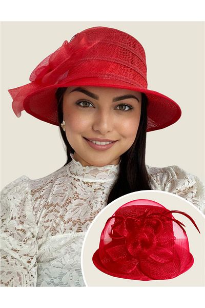 Confortino Summer hat with small brim and lush decoration – ONE SIZE, ADJUSTABLE