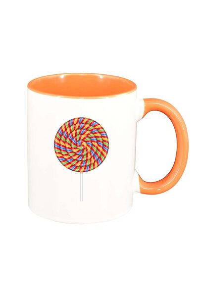 INOVATIX Εξατομικευμένη λευκή κούπα, Lollypop, πορτοκαλί εσωτερικό, D409, INO...