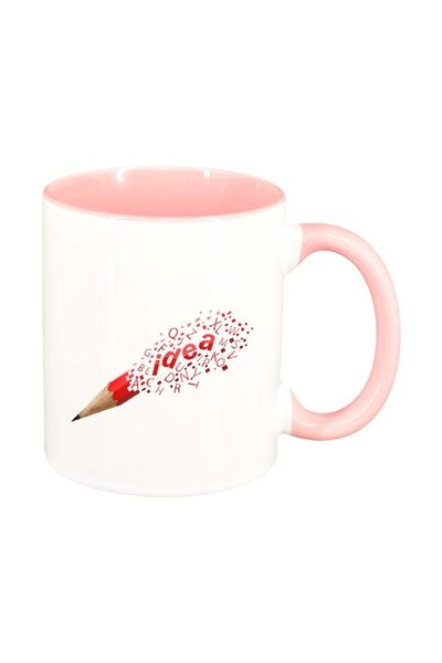 INOVATIX Εξατομικευμένη λευκή κούπα, Idea, ροζ εσωτερικό, D296, INOVATIX®. 330ml