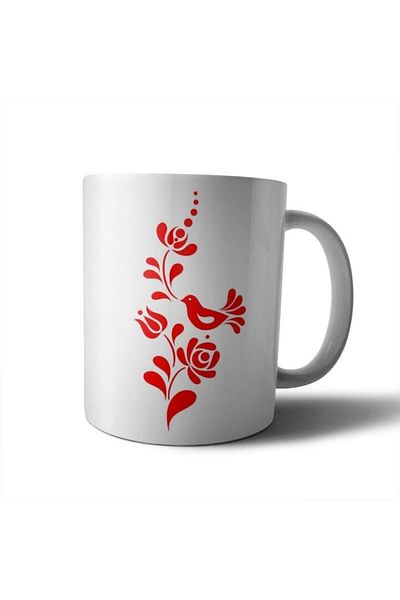 INOVATIX Personalized white mug, from MobiltokGuru, Floral Model 4, 300 ml, INOVATIX®. 330ml