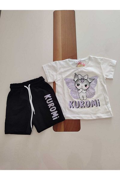 pembe life kids Girl's Cotton Shorts with Kuromi Printed Bottom Top Summer 2-Piece Set
