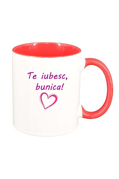 INOVATIX Cana alba personalizata, Te iubesc..., interior rosu-inchis, D1024, ...