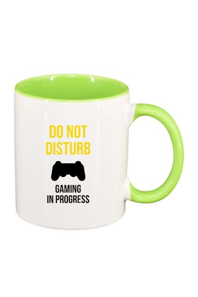 INOVATIX Cana alba personalizata, Gamer, Do Not Disturb, interior verde desch...