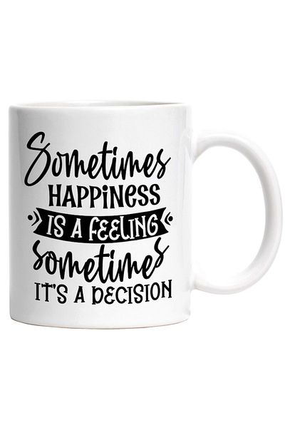 INOVATIX Personalized white mug, Sometimes happiness is a feeling, sometimes it's a decision, INOVATIX®. 330ml