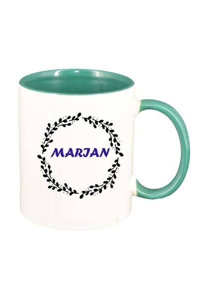 INOVATIX Cana alba personalizata, Nume, interior verde, D1082, INOVATIX®. 330ml