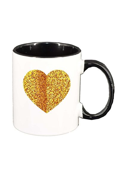 INOVATIX Personalized white mug, Love, black interior, D384, INOVATIX®. 330ml