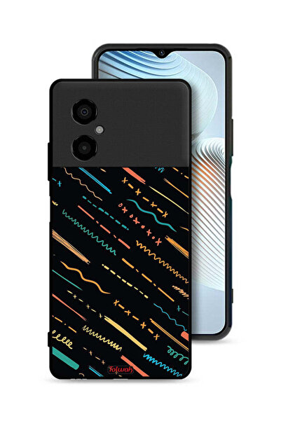 Tolwak Xiaomi Poco M4 5G Protective Case Cover X Lines Abstract Pattern