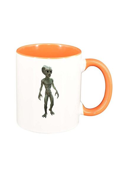 INOVATIX Personalized white mug, Alien, orange interior, D244, INOVATIX®. 330ml
