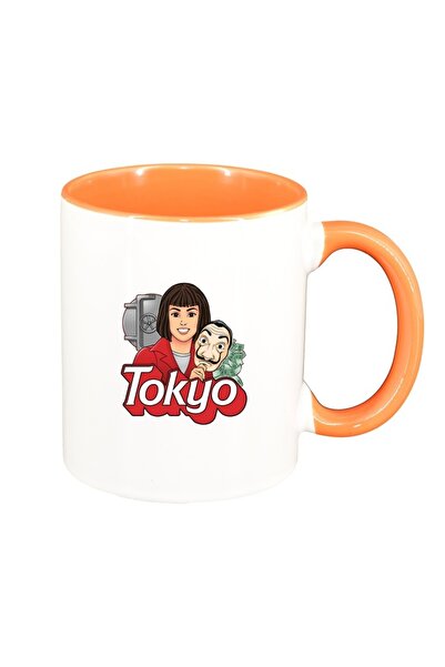 INOVATIX Cana alba personalizata, La Casa De Papel, interior portocaliu, D149...