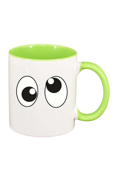 INOVATIX Персонализирана бяла чаша, Очи, светлозелена вътрешност, D269, INOVA...