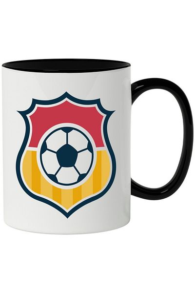 INOVATIX Personalized white mug, Coat of arms, Ball, Football Lovers, Sport, with Black Handle, INOVATIX®. 330ml
